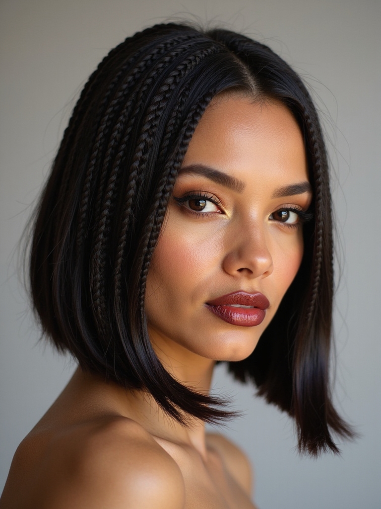 A knotless bob styled with a focus on low-tension scalp comfort
