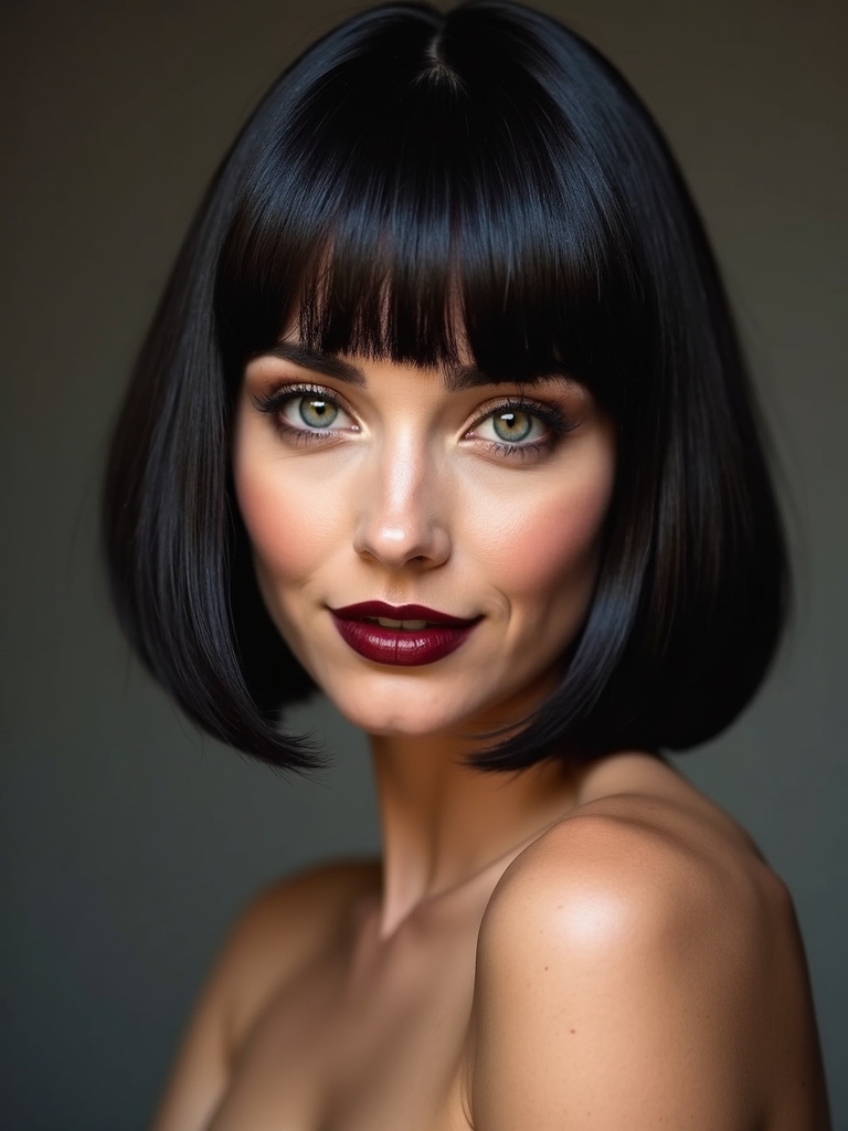 A glass-hair bob with a gentle wispy curtain edge