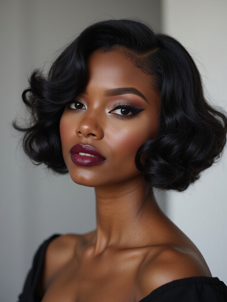 glossier finger wave bob glam