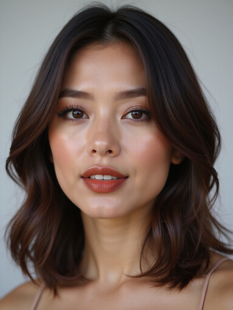 A glossy espresso brown lob