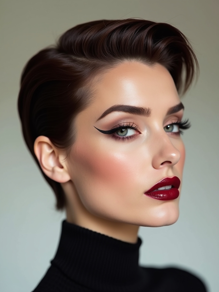 glossy sculpted finger wave pixie