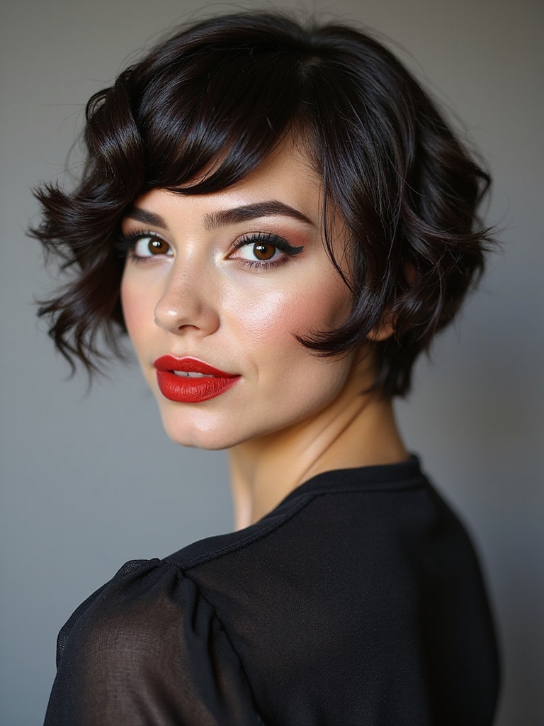 glossy sculpted wet look curls