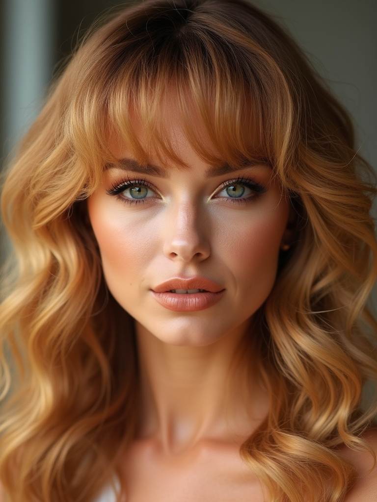 golden caramel curly fringe