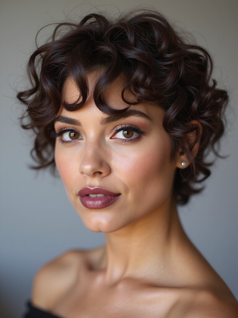 Layered curly pixie