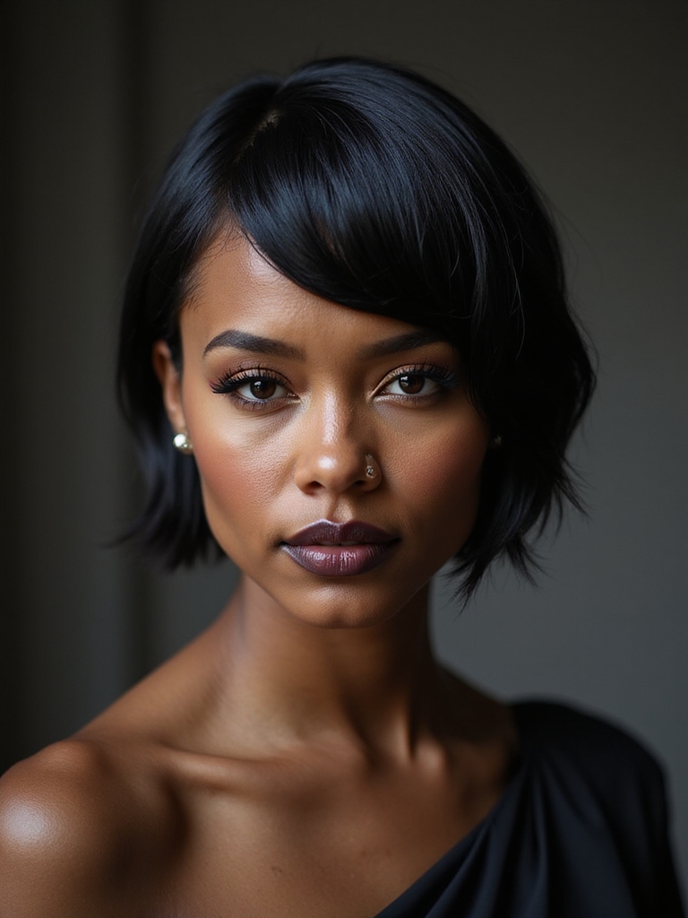 graphite sleek side swept pixie