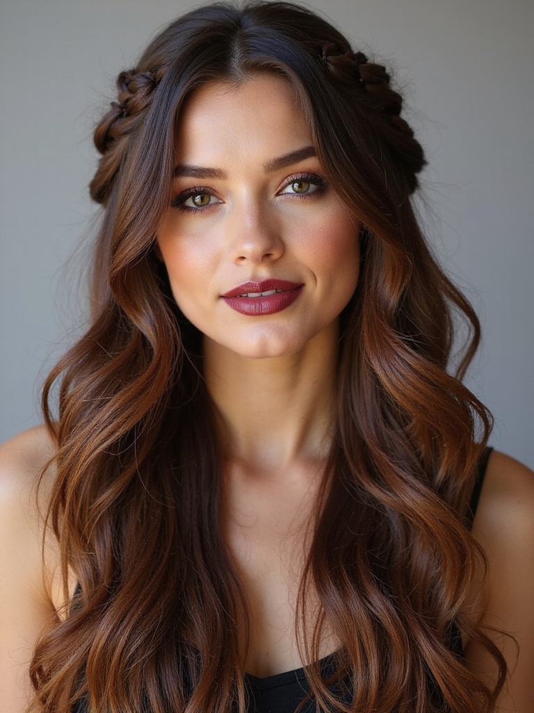 Half-up layered braids