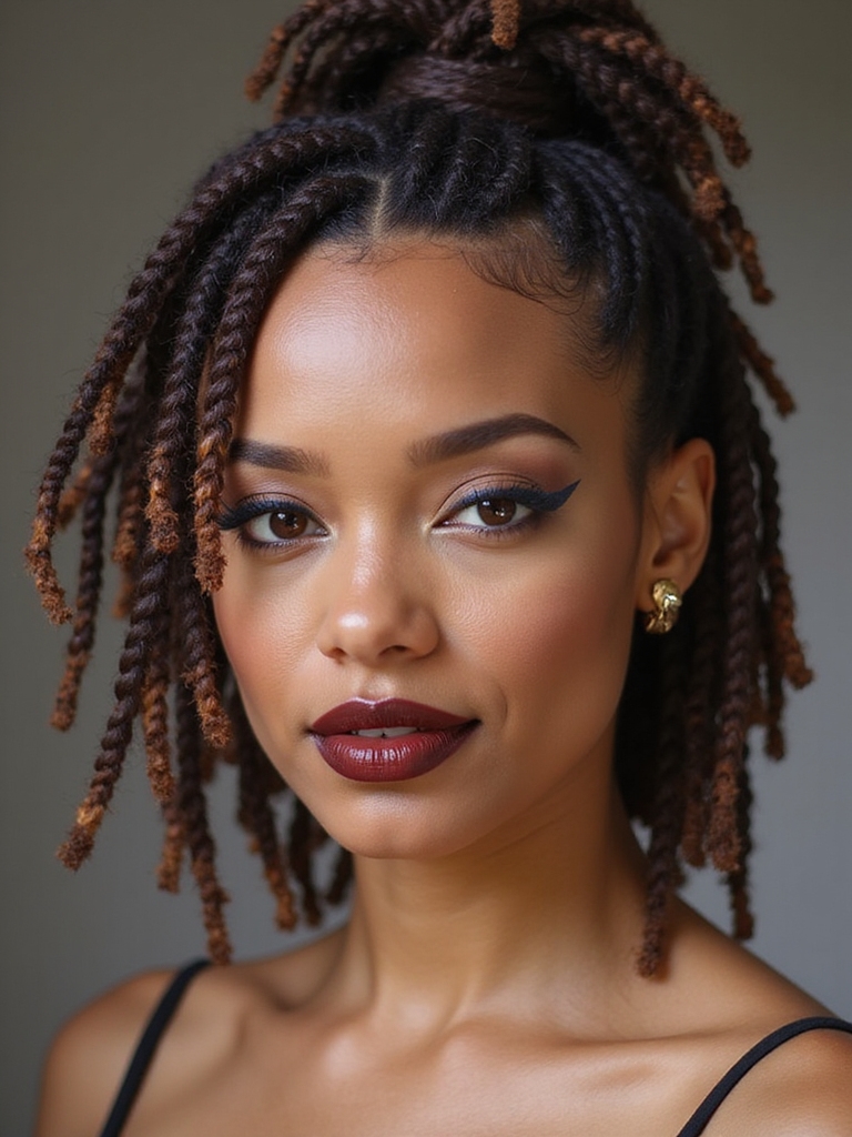 half up mini pony locs