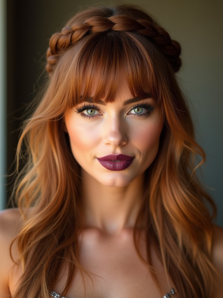 halo braid with bangs