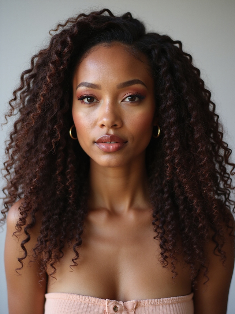 locs with curled ends styled on flexi rods showing soft heat-free texture