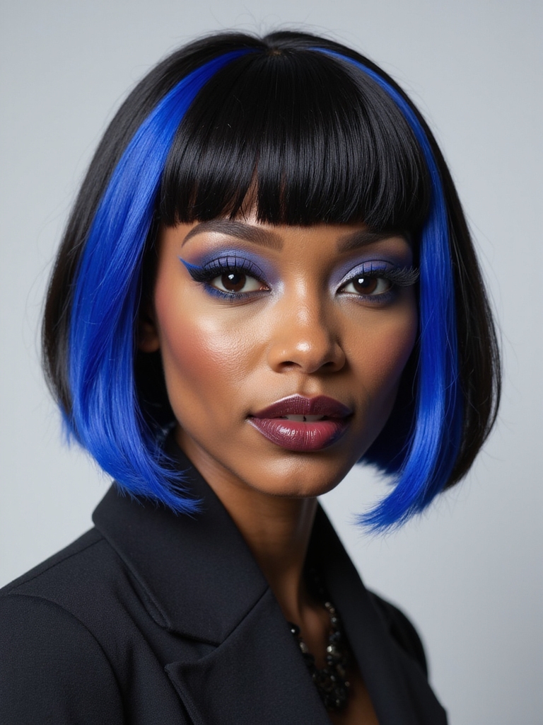 high contrast color blocked bob