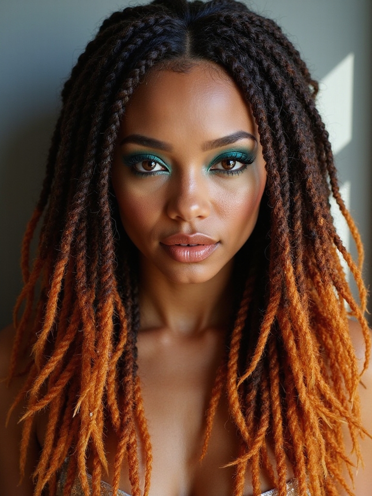 Locs with color play through highlights and ombre