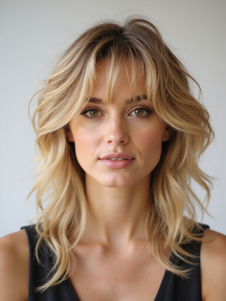 honey blonde soft wolf shag