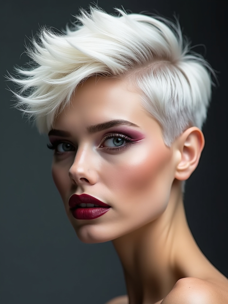 A platinum spiky pixie