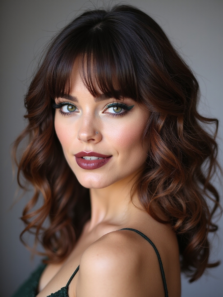 layered bangs enhance curly bounce
