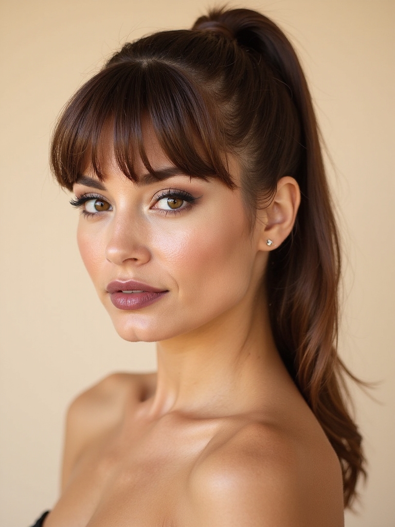 Layered bangs updo