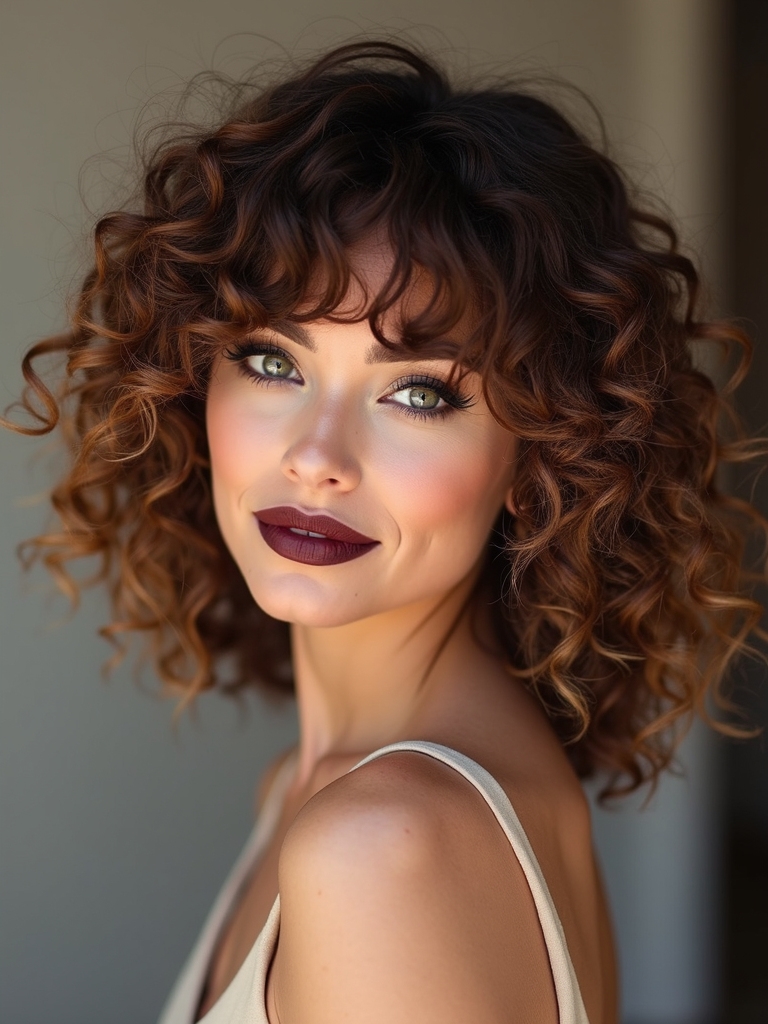 layered bouncy curly shag