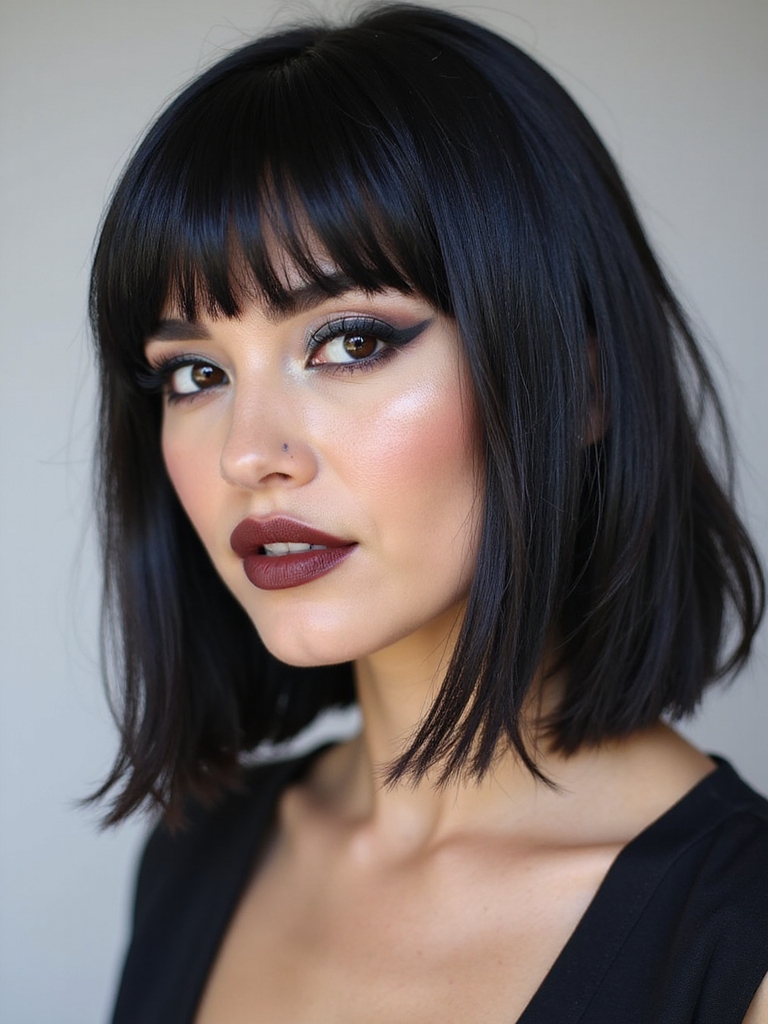 Layered bangs bob