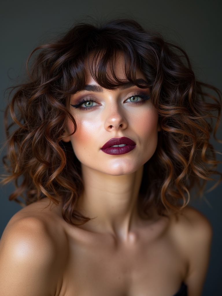 layered curls with fringe