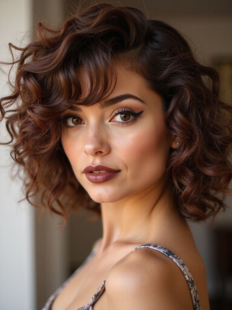 layered curly shag volume