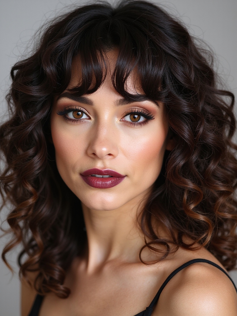 layered curtain curls styling