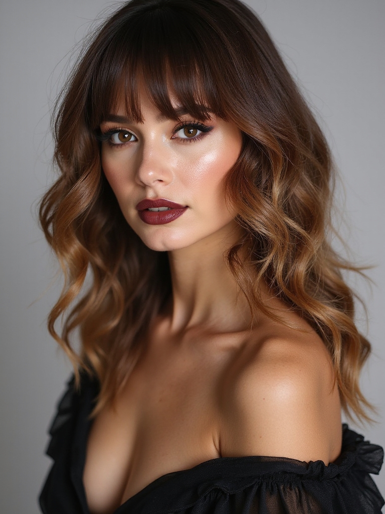 layered feathered bangs with movement