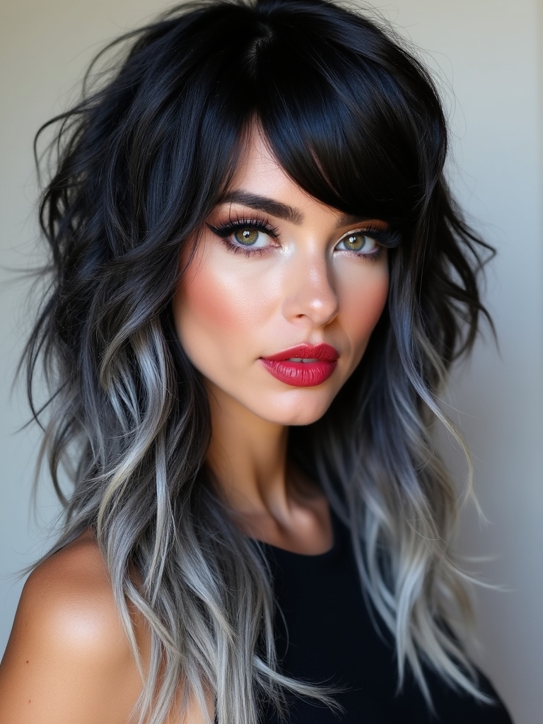 layered hair with hidden color
