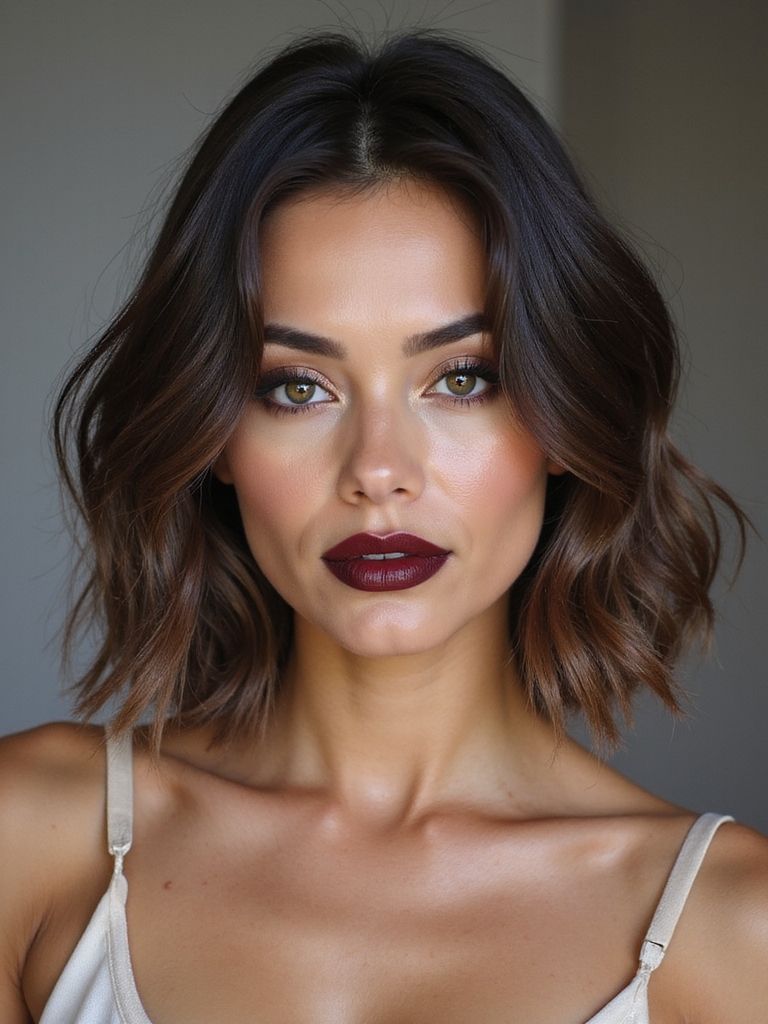 A layered lob with subtle highlights adding dimension