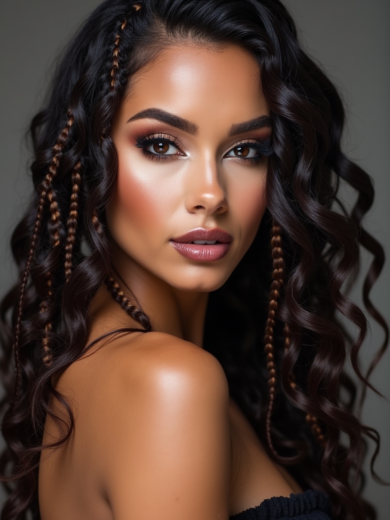 Micro braids curly leave-out