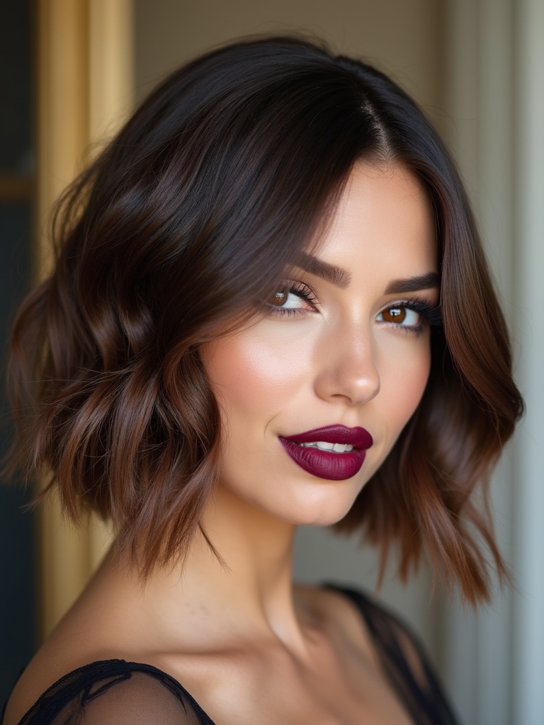 layered middle part bob lift