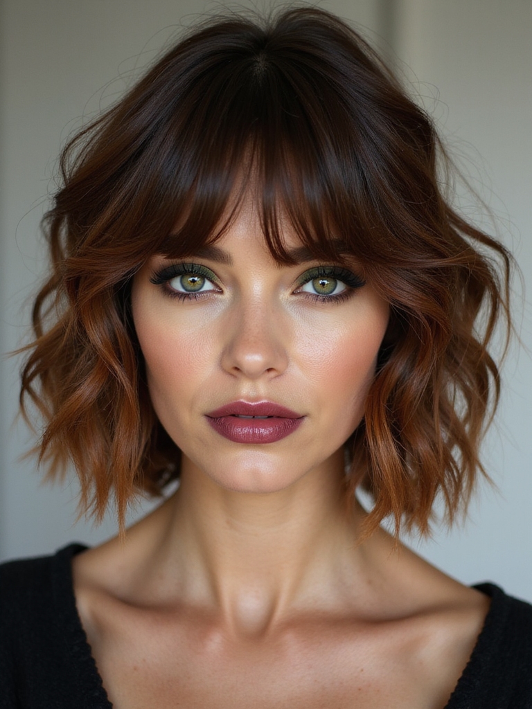 layered shag with feathered bangs