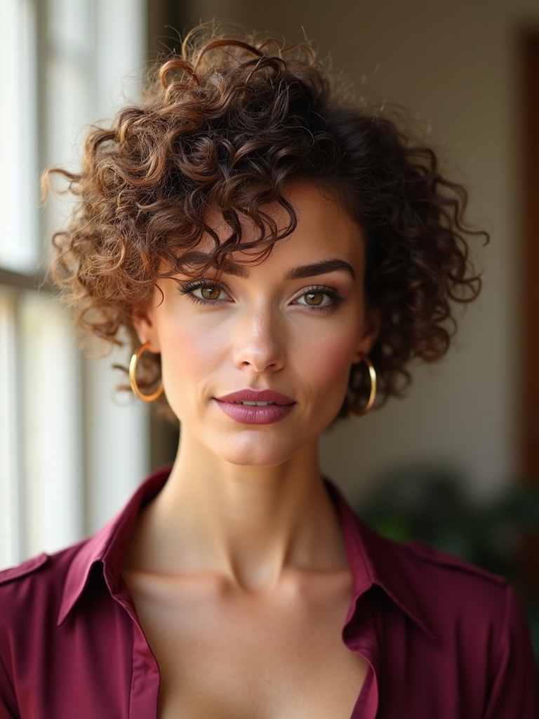 layered wolf cut for curls