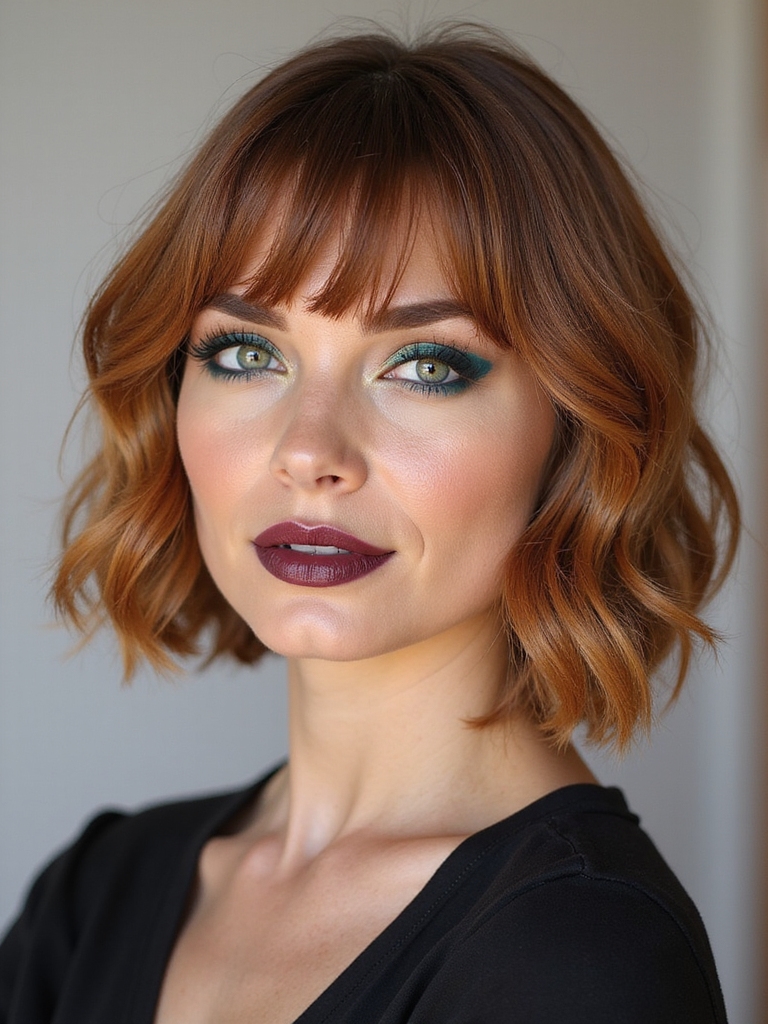A small set of styling products for short curtain bangs