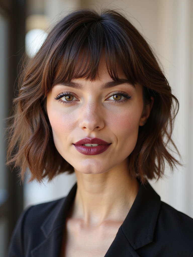 Grown-out French bob bangs