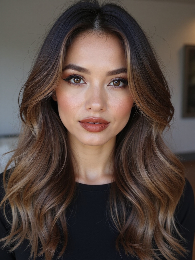 long airy smoky mocha layers