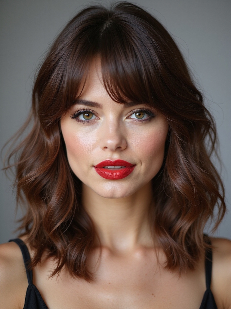 long angled side swept fringe