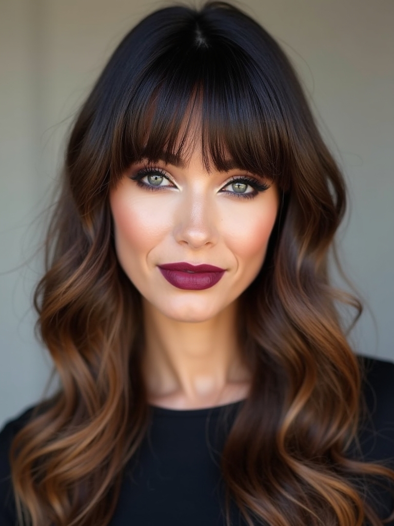 long draped cheekbone grazing bangs