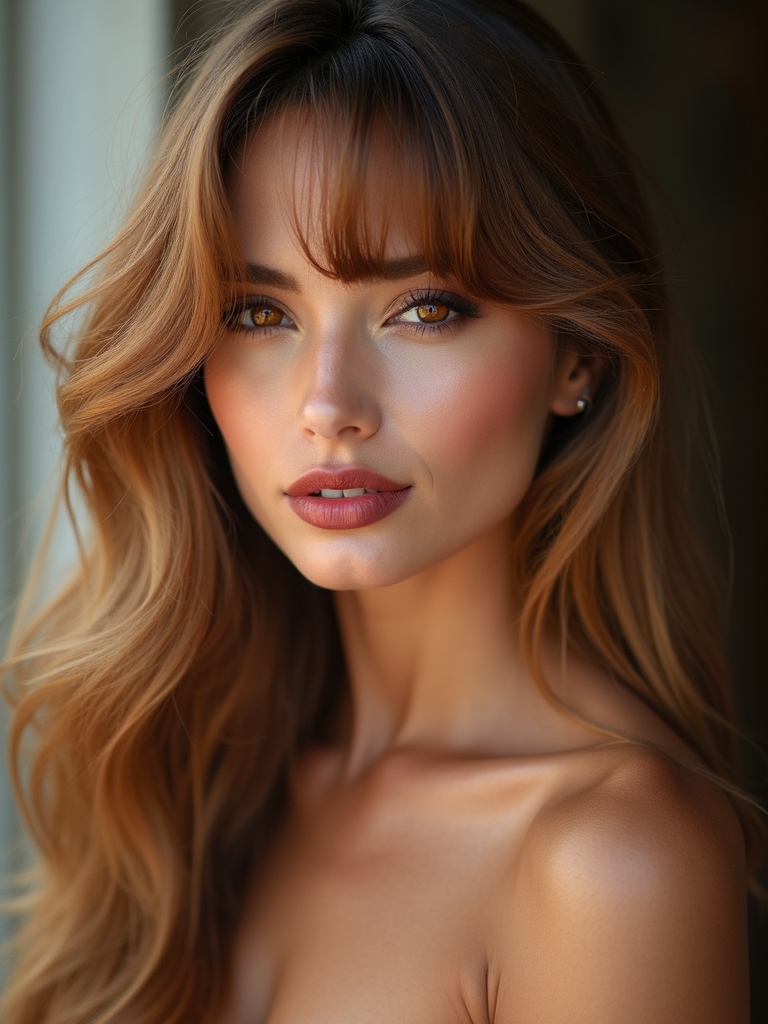 Long layers with a breezy split curtain fringe