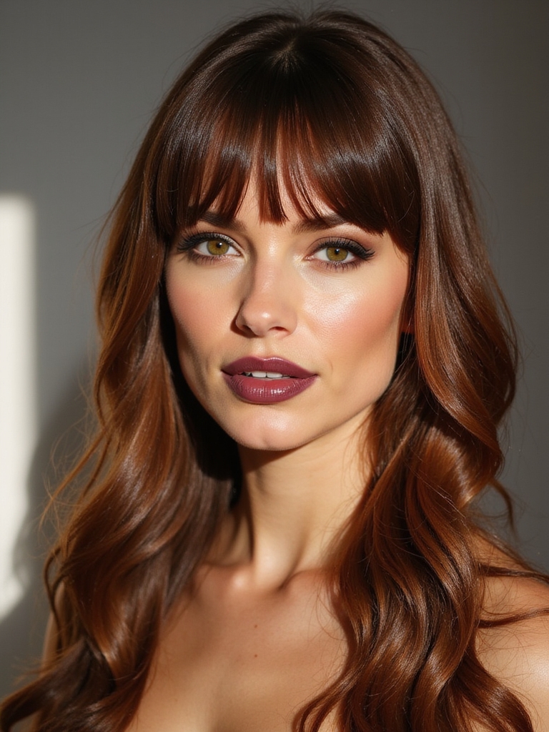 Long layers airy curtain bangs