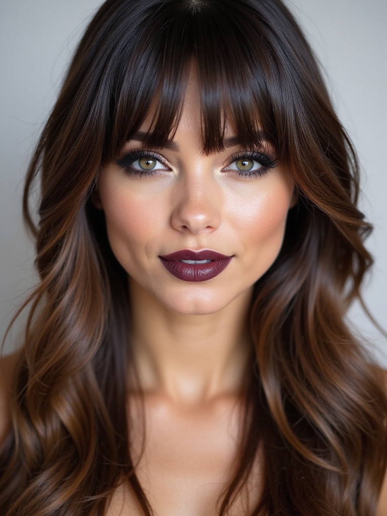 long layers with curtain bangs