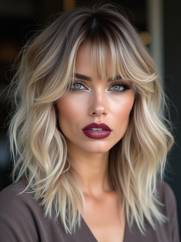 long wolf cut with fringe