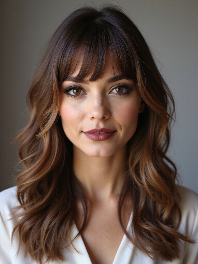 low maintenance face framing long bangs