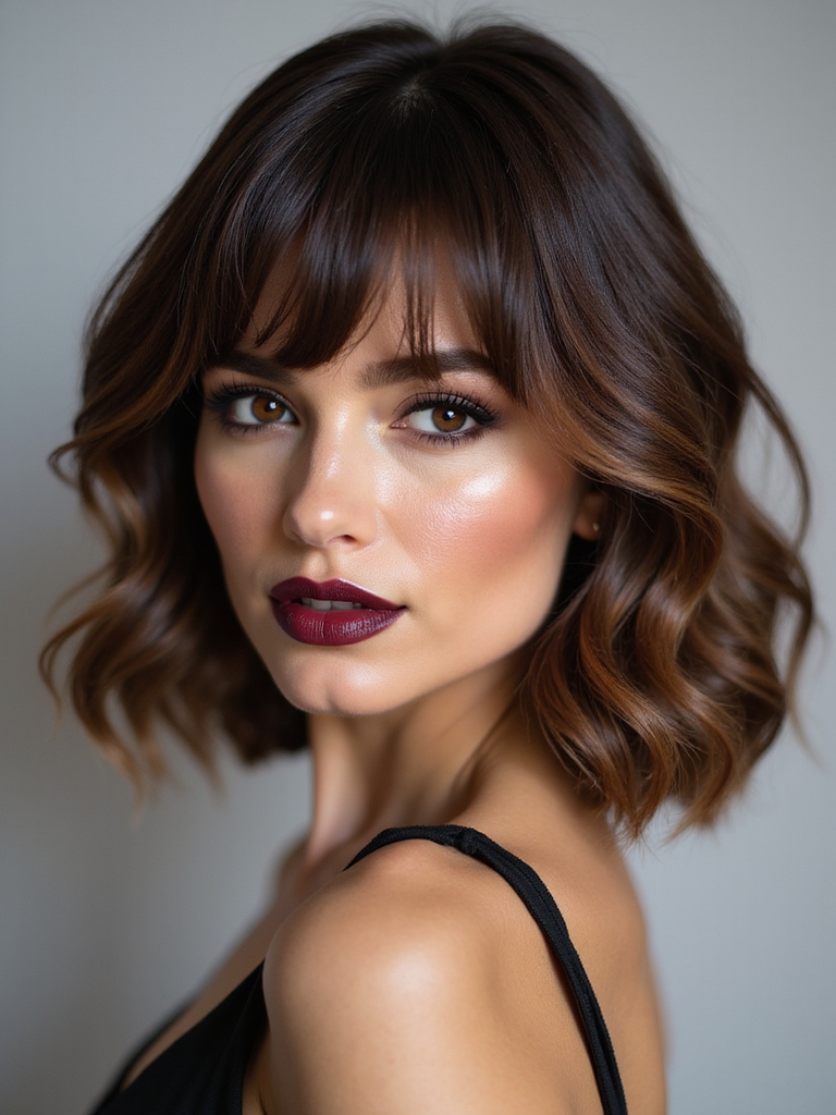 medium haired bangs effortless everyday