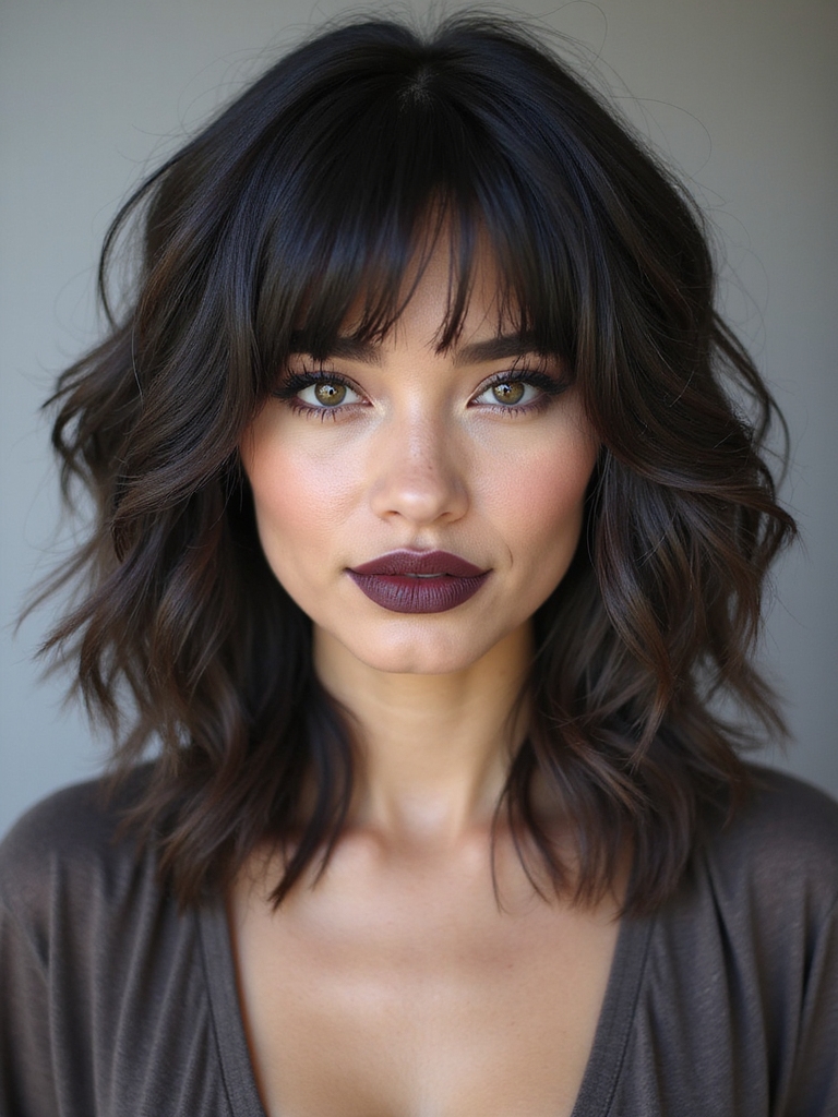 medium wolf cut feathered ends