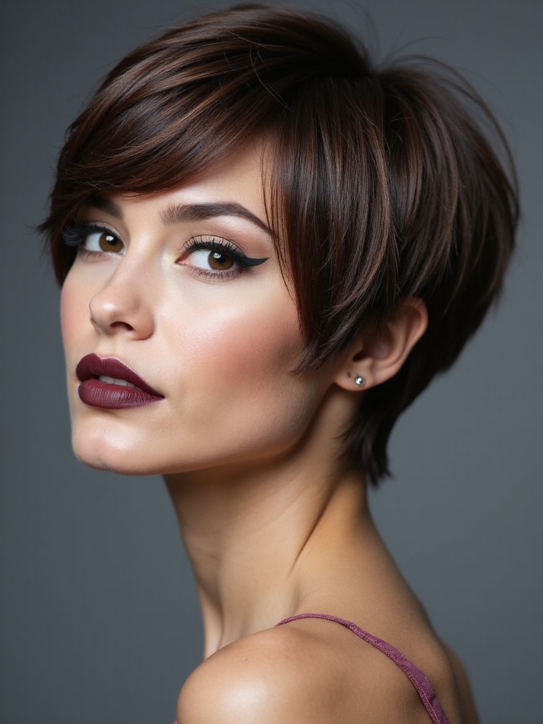 Micro bangs long pixie