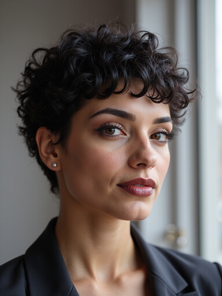 micro bangs on curls