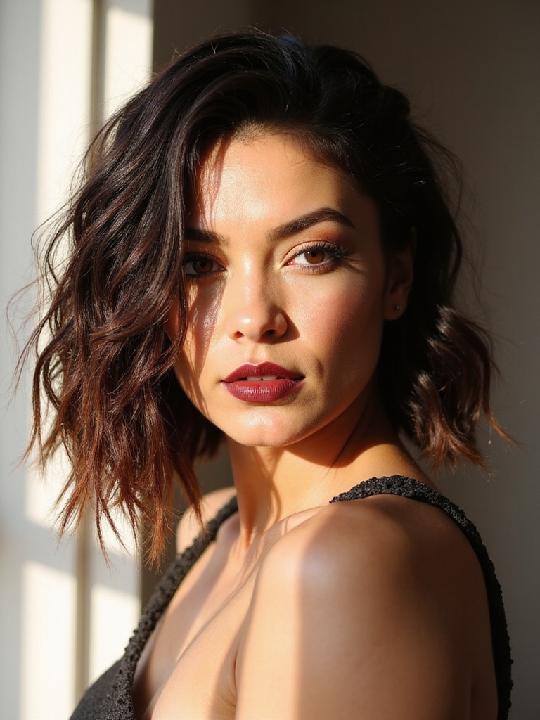A micro braid bob with tousled ends