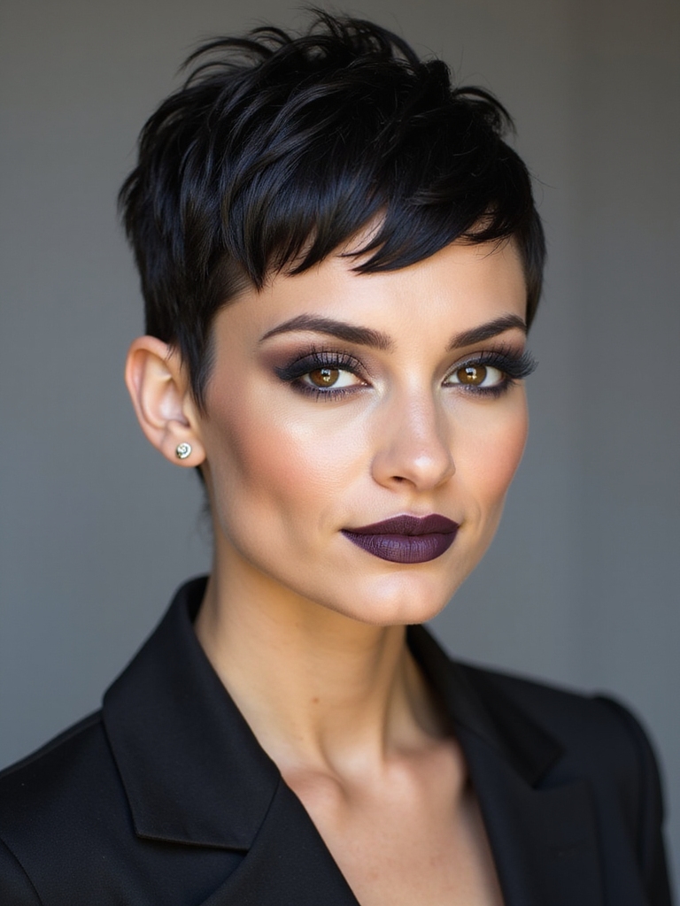 A micro-fringe pixie with an etched undercut design