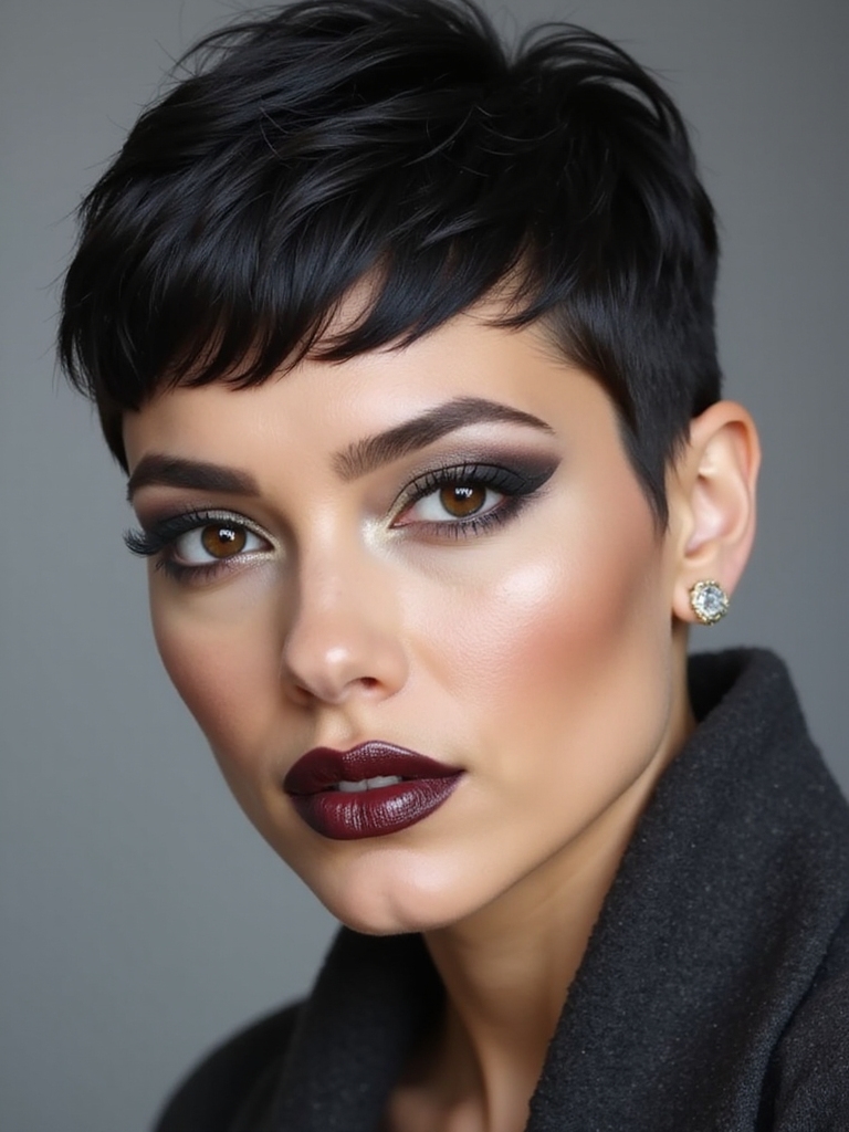 micro fringe sculpted cheekbones elegance