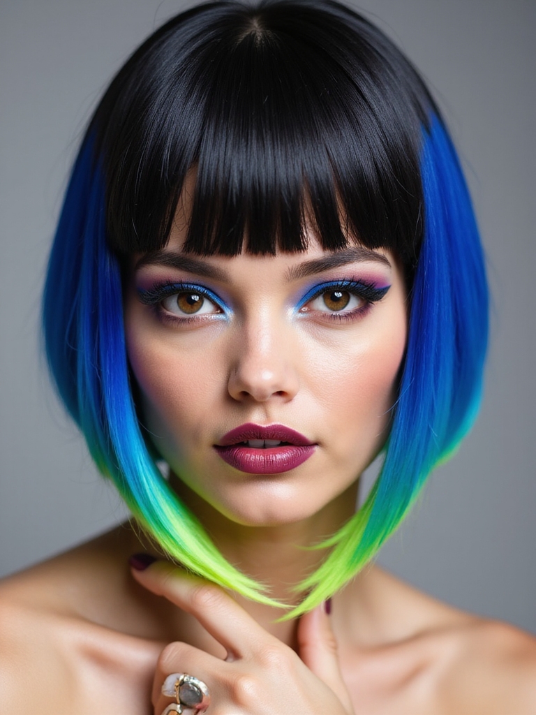 micro fringe with colorblocking