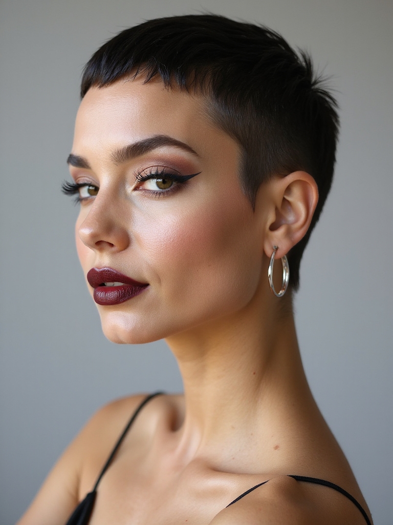 minimalist buzzed pixie confidence